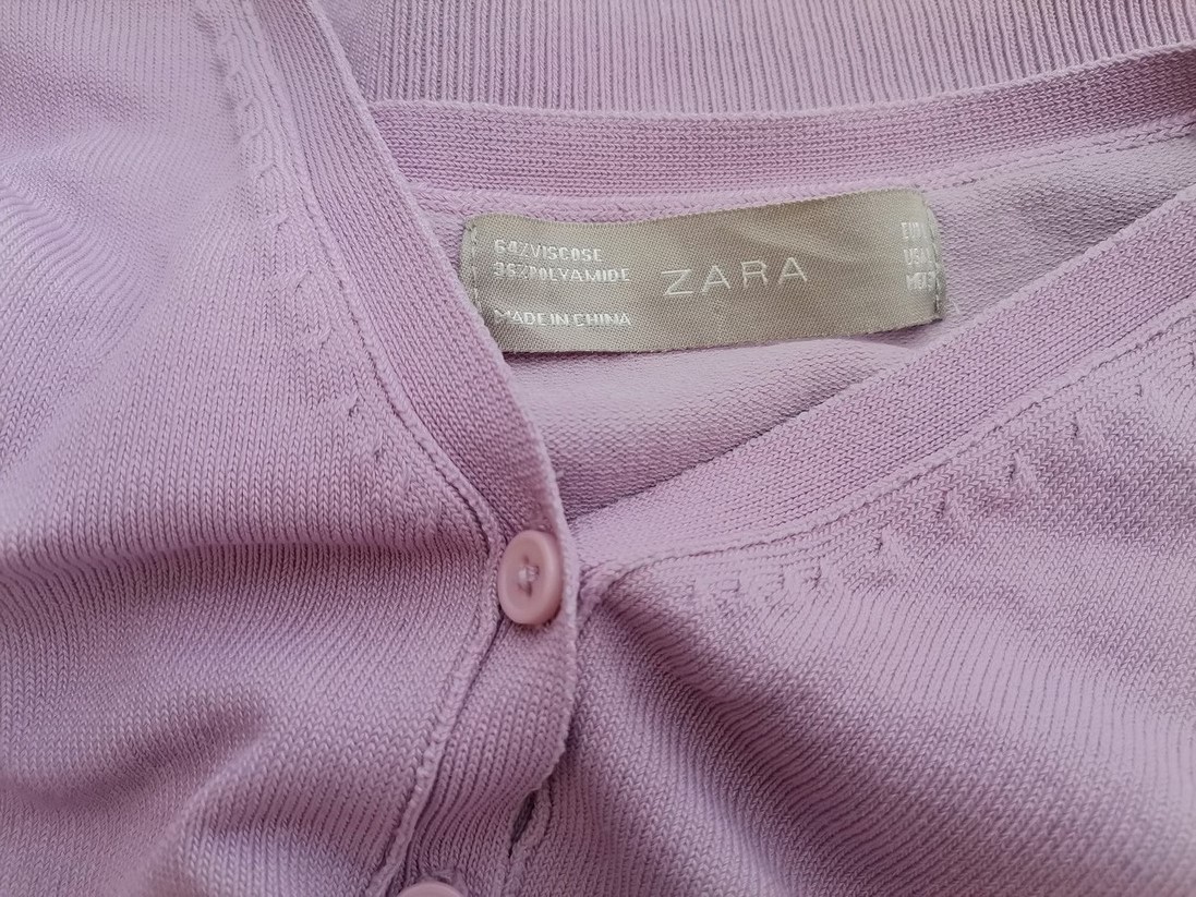 Zara Rozmiar L Kolor Lawendowy W serek Bluzka Zapinana Długi rękaw Materiał Wiskoza