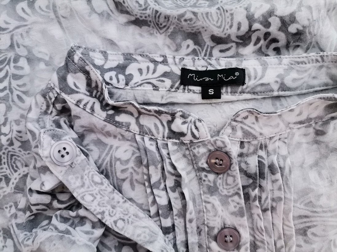 Mira mia Rozmiar S Kolor Szary Paisley Kołnierz Tunika Popover Bluzka Krótki rękaw Mira mia Rozmiar S Kolor Szary Paisley Kołnierz Tunika Popover Bluzka Krótki rękaw