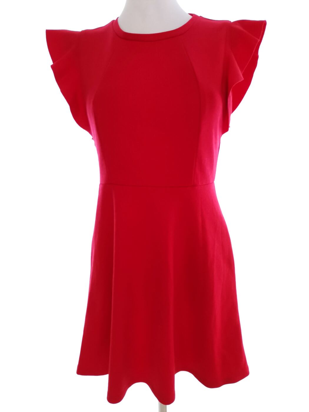 BCBGeneration Rozmiar 4 (34) Kolor Czerwony Crew Neck Sukienka Sheath Krótki rękaw Do Kolan