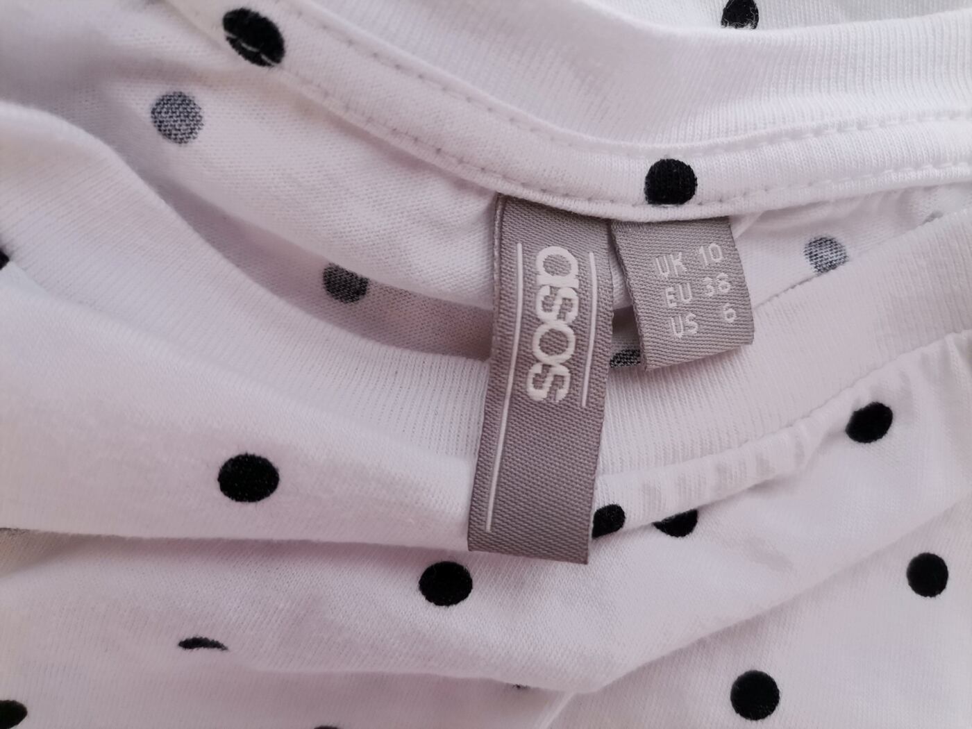 IMG_20210728_115002.jpg ASOS Rozmiar 10 (38) Kolor Biały Grochy Crew Neck Bluzka Krótki rękaw Materiał Bawełna 100%