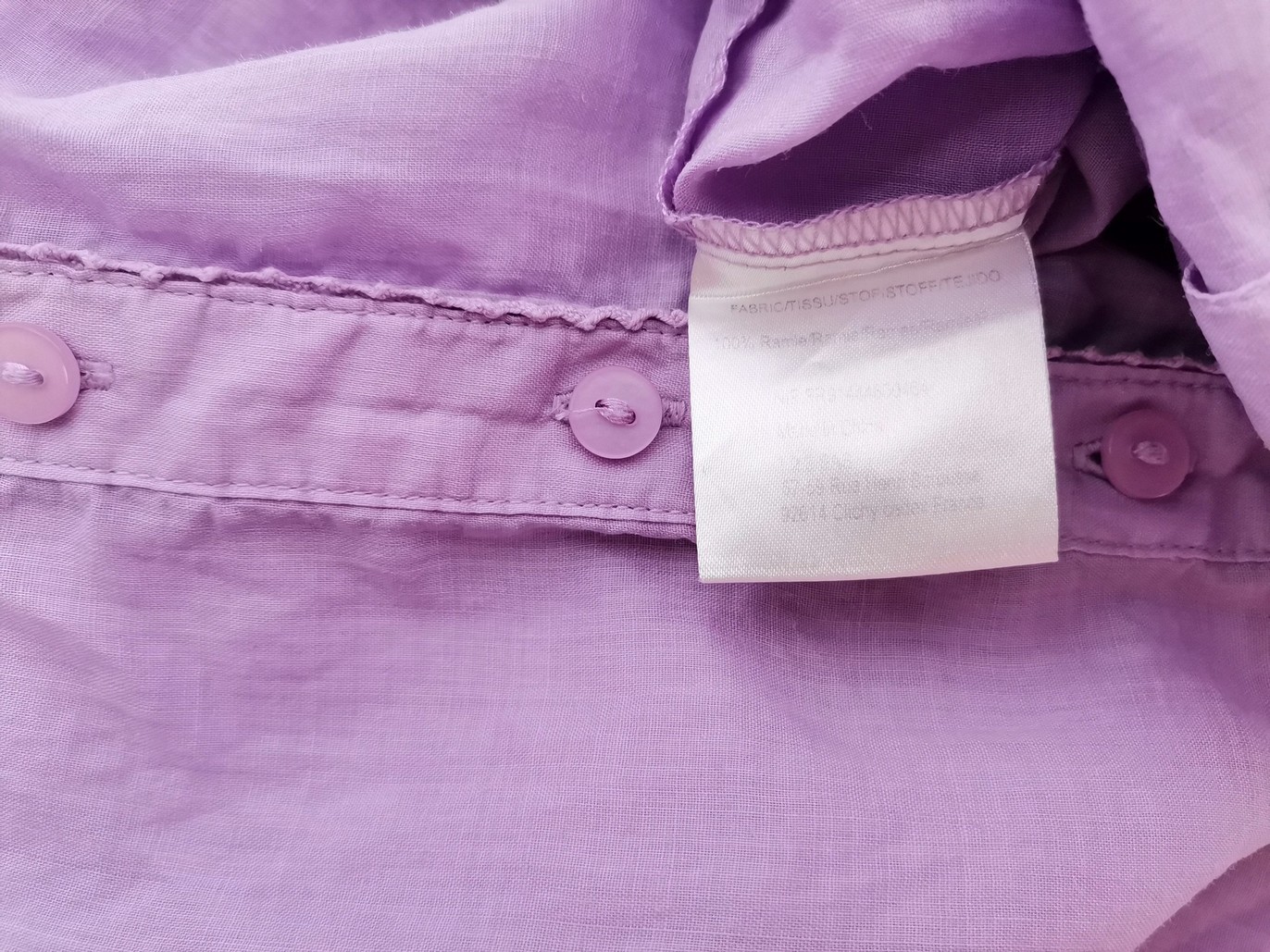 Un Deux Trois 123 Rozmiar 42 Kolor Lawendowy Split Crew Neck Bluzka Zapinana Rękaw 3/4 Materiał Ramie