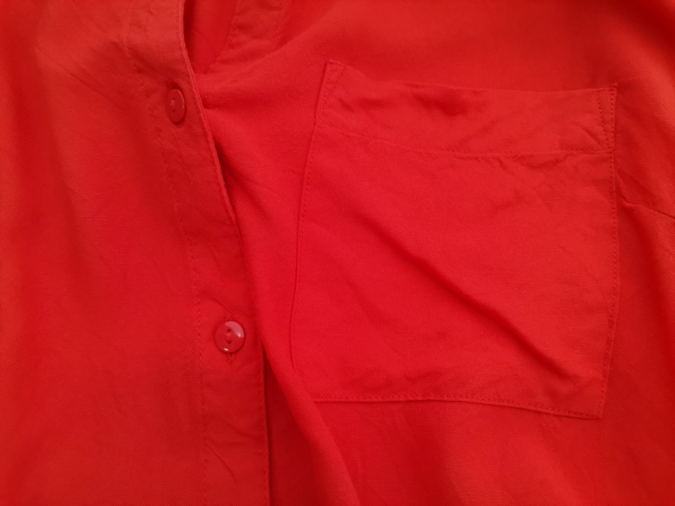 Vintage Rozmiar 42/44 Kolor Pomarańczowy Split Crew Neck Bluzka Popover Guziki Długi rękaw
