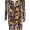 Risoe Rozmiar XL Kolor Zielony Pasy Split Crew Neck Bluzka Popover Guziki Rękaw 3/4