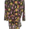 Risoe Rozmiar XL Kolor Zielony Pasy Split Crew Neck Bluzka Popover Guziki Rękaw 3/4