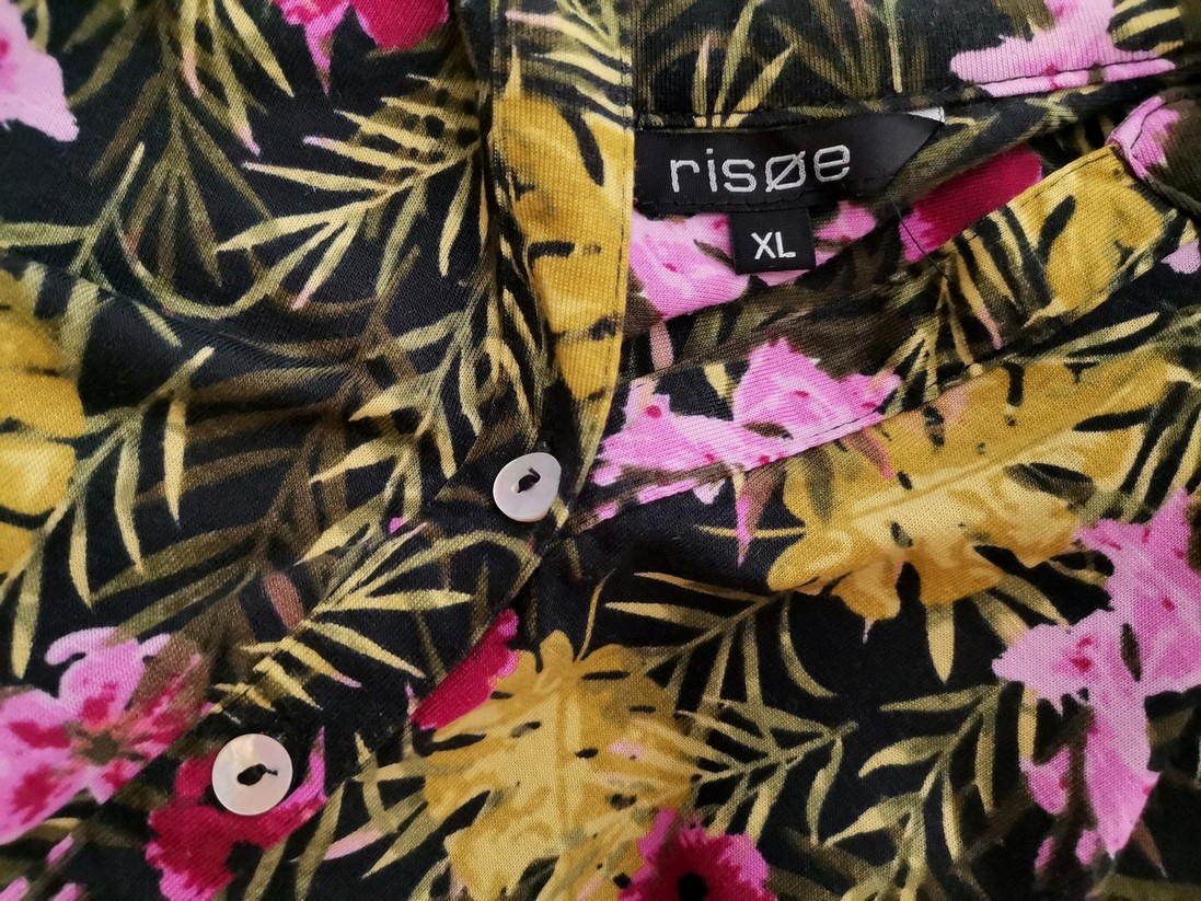 IMG_20210730_134053.jpg Risoe Rozmiar XL Kolor Zielony Pasy Split Crew Neck Bluzka Popover Guziki Rękaw 3/4