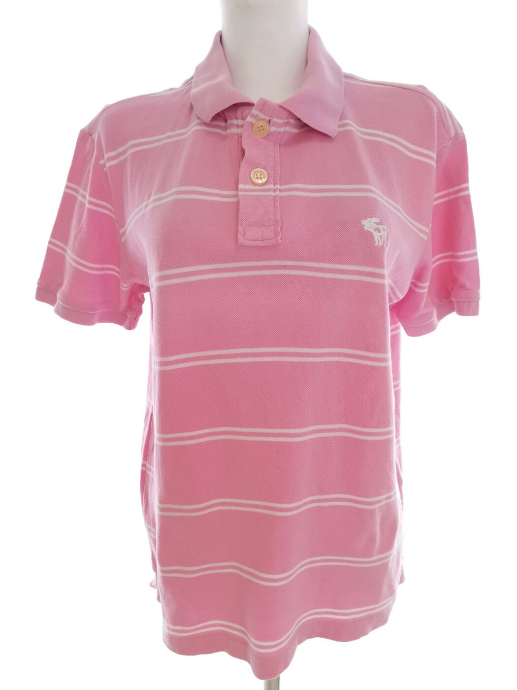 ABERCROMBIE & FITCH Rozmiar XL Kolor Różowy Pasy Kołnierz Koszulka Polo Krótki rękaw Materiał Bawełna 100%