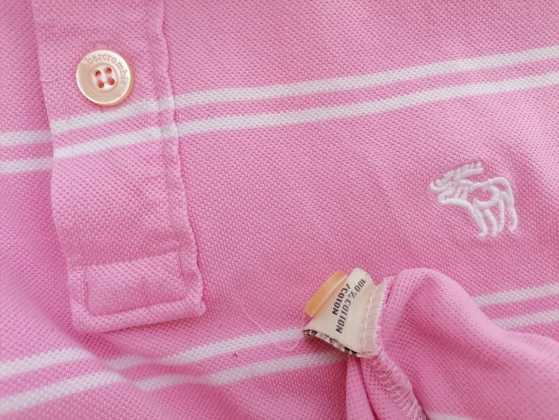 IMG_20210730_134707.jpg ABERCROMBIE & FITCH Rozmiar XL Kolor Różowy Pasy Kołnierz Koszulka Polo Krótki rękaw Materiał Bawełna 100%