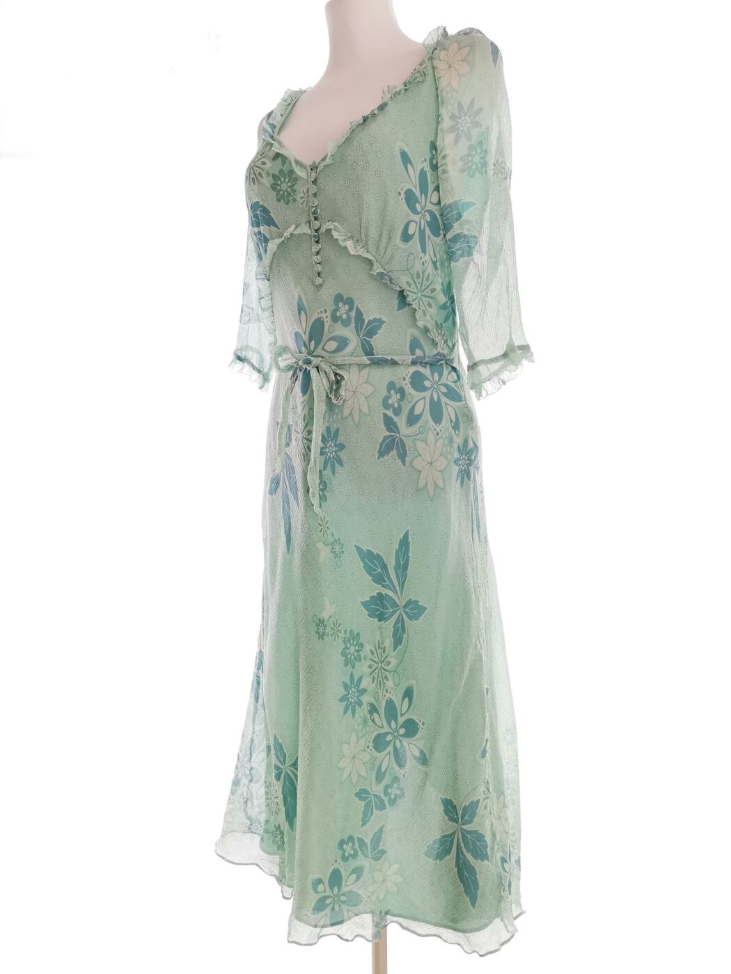 Designers At Debenhams Rozmiar 14 (42) Kolor Zielony W serek Sukienka Maxi Rękaw 3/4 Długa Materiał Jedwab 100% Designers At Debenhams Rozmiar 14 (42) Kolor Zielony W serek Sukienka Maxi Rękaw 3/4 Długa Materiał Jedwab 100%