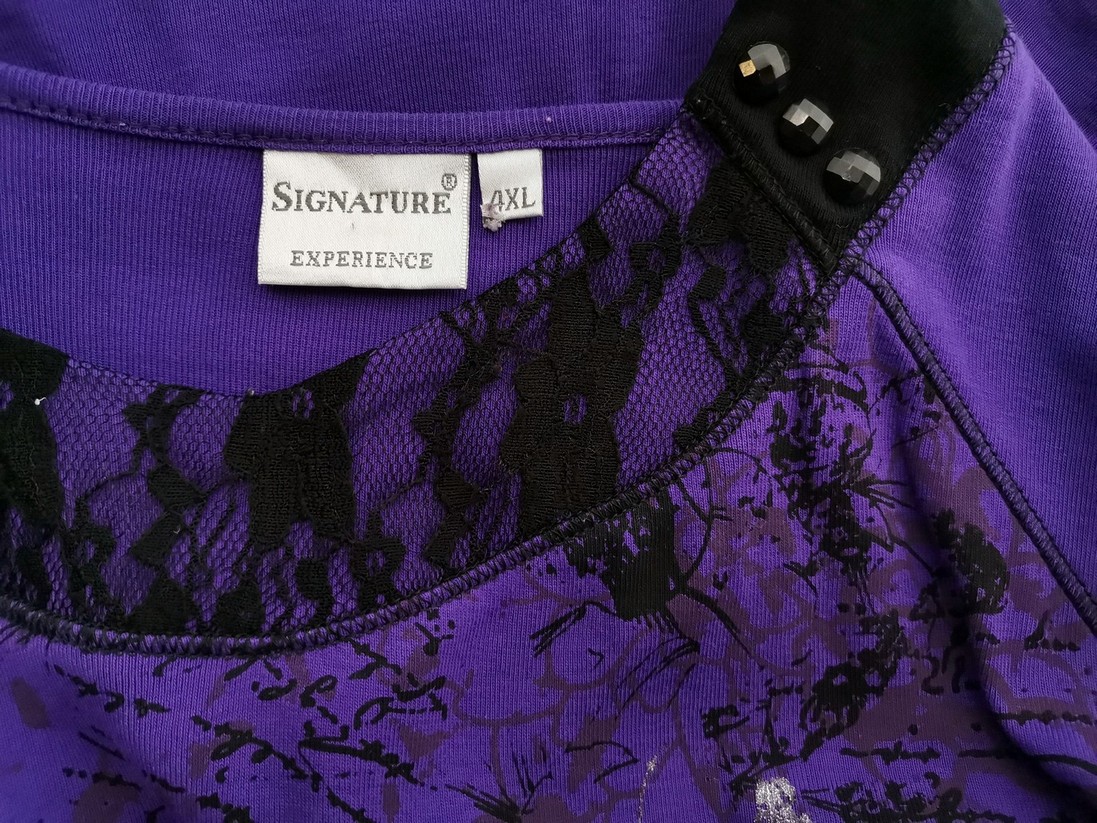 Signature Rozmiar 4XL Kolor Fioletowy Okrągły dekolt Tunika Bluzka Długi rękaw Materiał Bawełna 100% Signature Rozmiar 4XL Kolor Fioletowy Okrągły dekolt Tunika Bluzka Długi rękaw Materiał Bawełna 100%