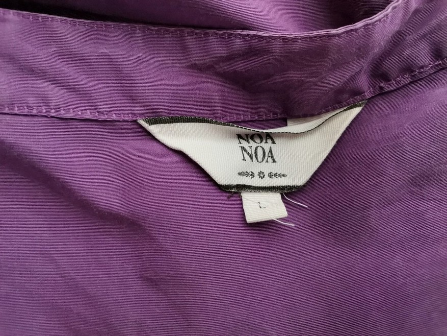 Noa noa Rozmiar L Kolor Fioletowy Kwadratowy dekolt Sukienka Prostokątna Rękaw 3/4 Do Kolan Materiał Bawełna