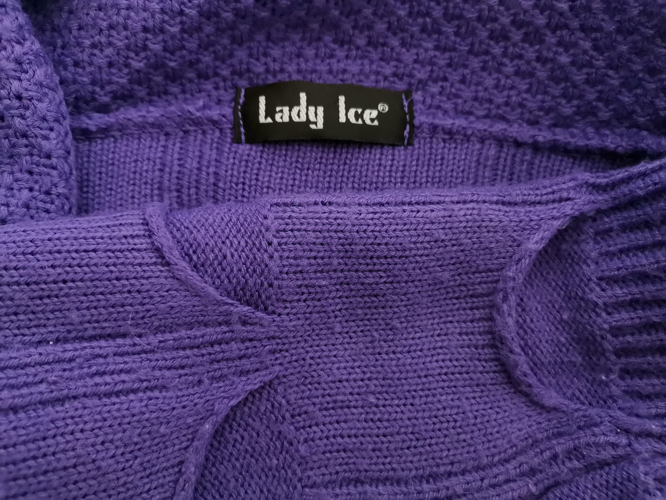 IMG_20210804_114147.jpg Lady Ice Rozmiar S/M Kolor Fioletowy W serek Długi Otwarty Kardigan Długi rękaw Materiał Akryl Dzianina waflowa