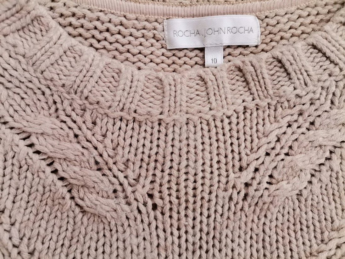 IMG_20210804_115725.jpg Rocha. John Rocha Rozmiar 10 (38) Kolor Beżowy Crew Neck Sweter Długi rękaw Materiał Akryl Dzianina kablowa