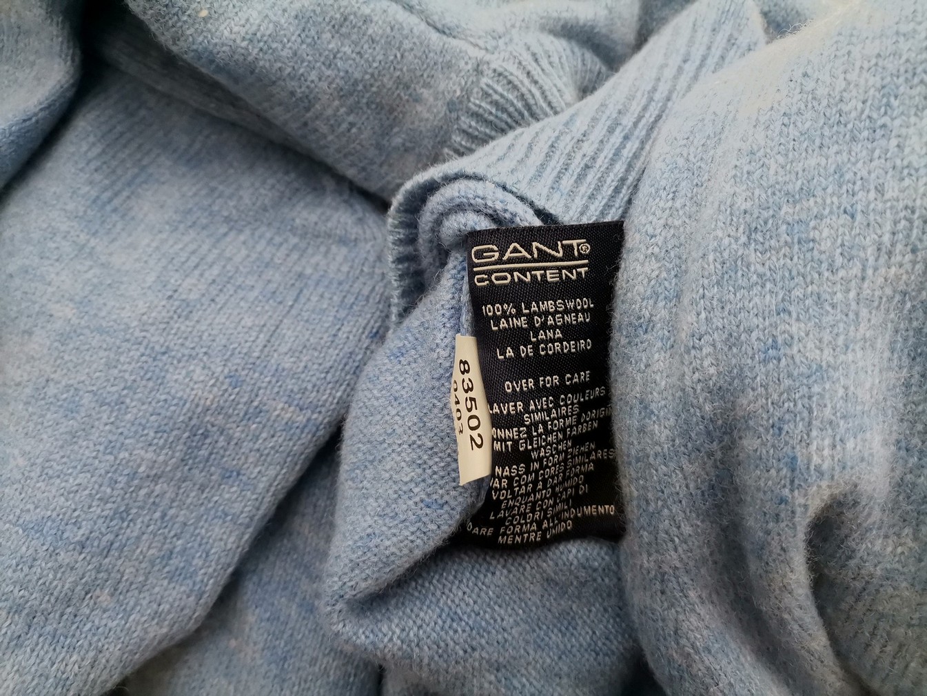 IMG_20210806_120225.jpg Gant Rozmiar XL Kolor Niebieski Męski Sweter Długi rękaw Materiał Wełna Jagnięca 100%