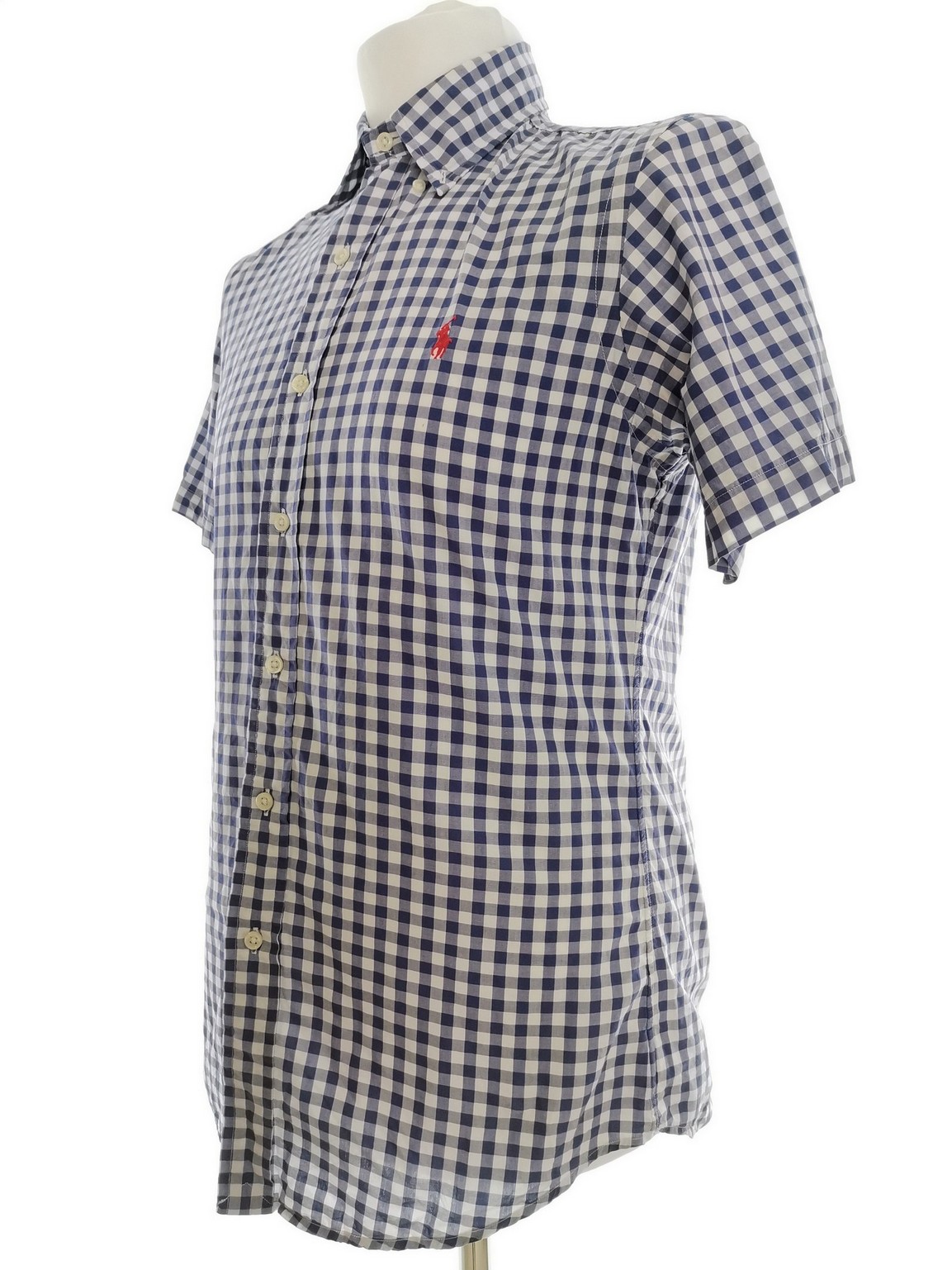 IMG_20210806_121240.jpg Ralph Lauren Rozmiar S Kolor Niebieski Krata Kołnierz Męska Koszula Casual Krótki rękaw Materiał Bawełna 100%