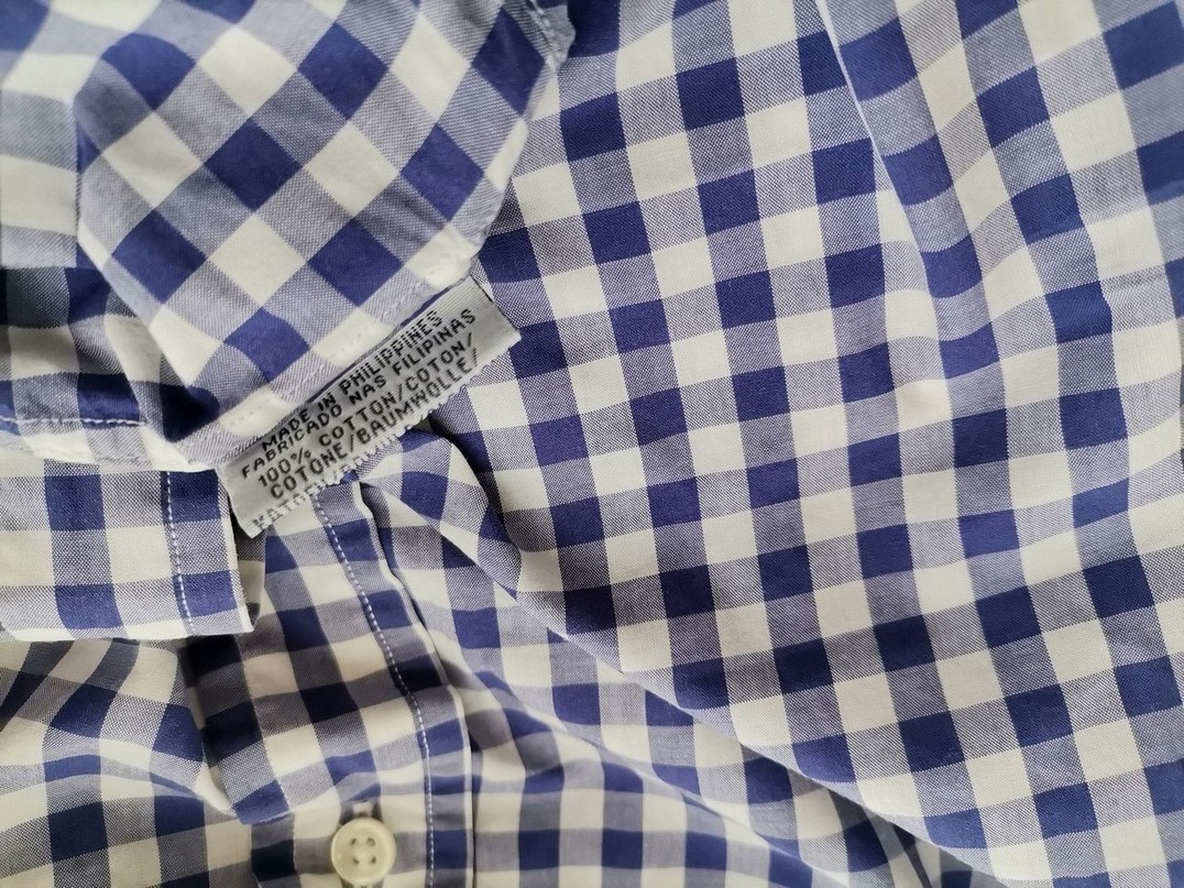 IMG_20210806_121323.jpg Ralph Lauren Rozmiar S Kolor Niebieski Krata Kołnierz Męska Koszula Casual Krótki rękaw Materiał Bawełna 100%