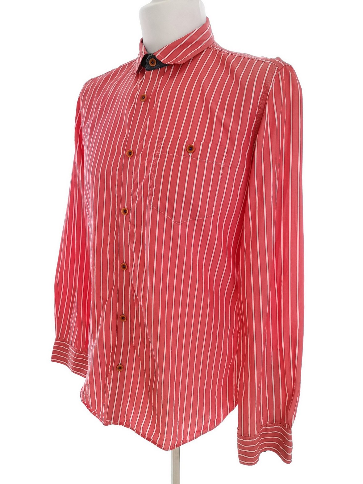 IMG_20210809_110711.jpg Ted Baker Rozmiar 4 (XL) Kolor Pomarańczowy Pasy Kołnierz Męska Koszula Casual Długi rękaw Materiał Bawełna 100%