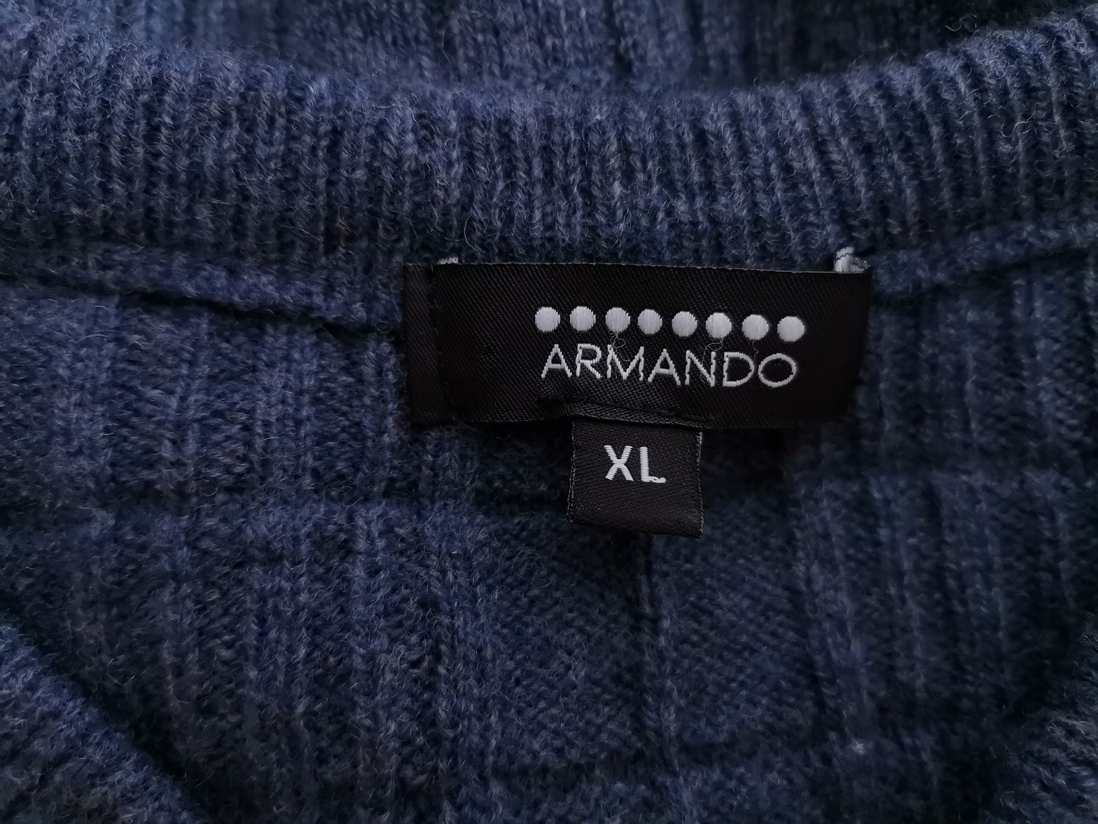 ARMANDO Rozmiar XL Kolor Granatowy Męski Sweter Długi rękaw Materiał Wełna Jagnięca 100%