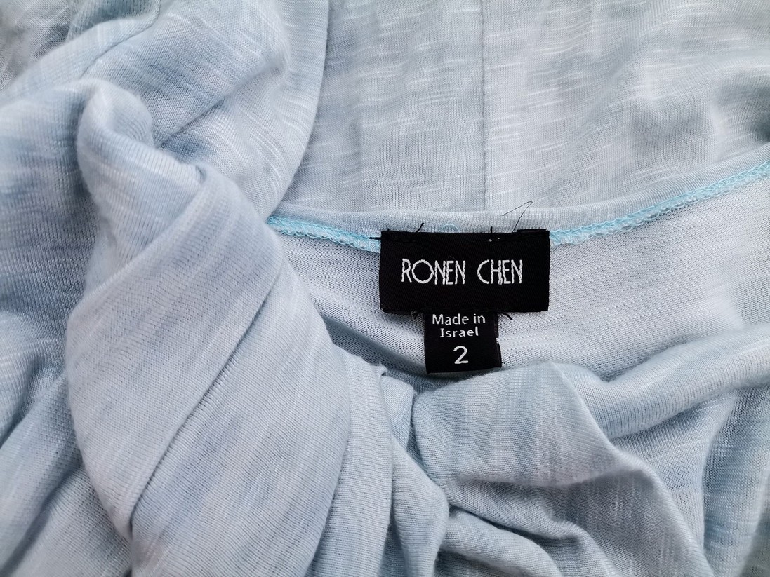 Ronen Chen Rozmiar 2 (38) Kolor Niebieski Dekolt U Sukienka Maxi Rękaw 3/4 Długa Materiał Wiskoza