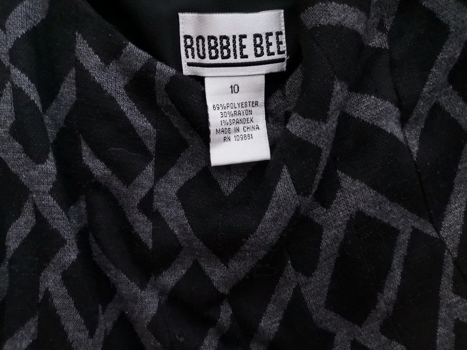 Robbie Bee Rozmiar 10 (38) Kolor Czarny Dekolt U Sukienka Prostokątna Krótki rękaw Do Kolan Robbie Bee Rozmiar 10 (38) Kolor Czarny Dekolt U Sukienka Prostokątna Krótki rękaw Do Kolan
