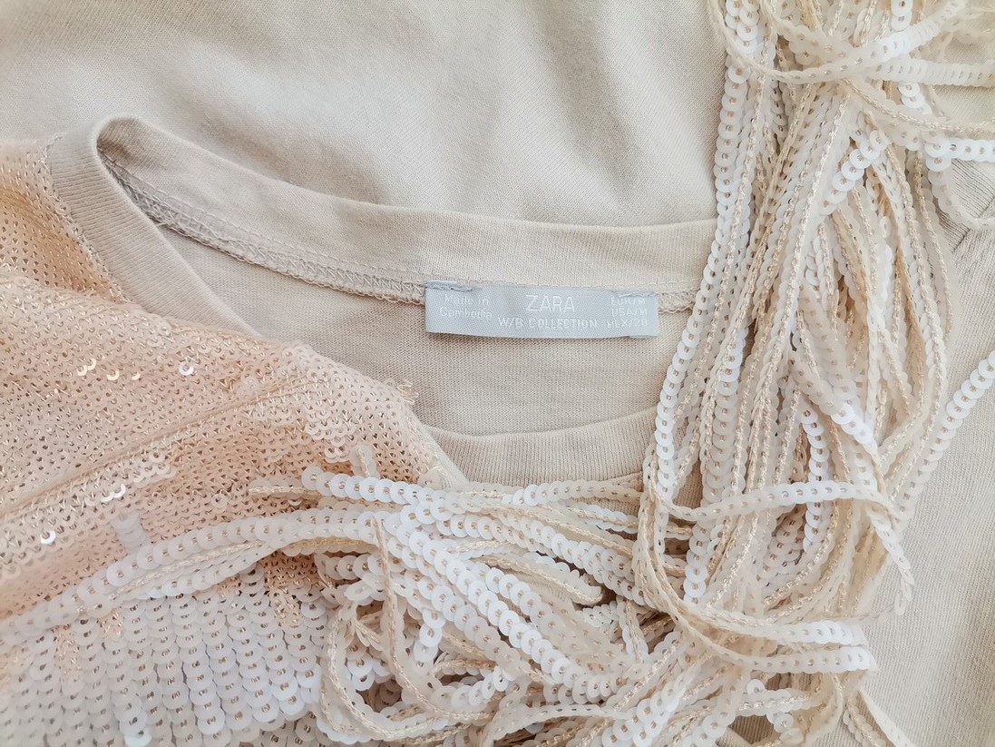 Zara Rozmiar M Kolor Kremowy Okrągły dekolt Tunika Bluzka Krótki rękaw Materiał Bawełna 100% Zara Rozmiar M Kolor Kremowy Okrągły dekolt Tunika Bluzka Krótki rękaw Materiał Bawełna 100%