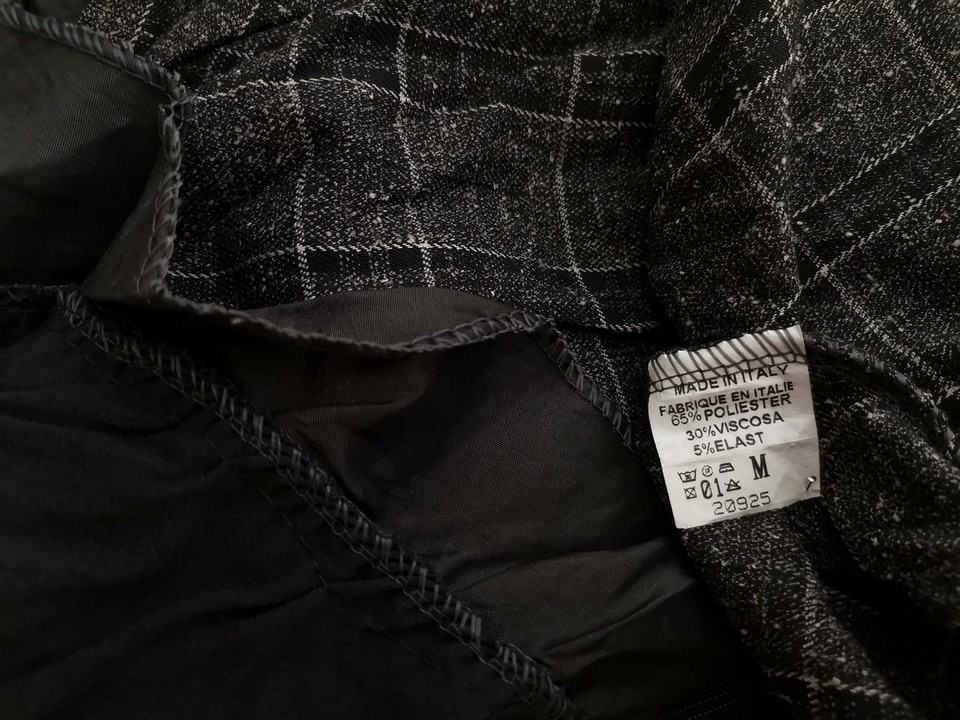 Italy Rozmiar M Kolor Szary Krata Okrągły dekolt Sukienka Sheath Długi rękaw Do Kolan Italy Rozmiar M Kolor Szary Krata Okrągły dekolt Sukienka Sheath Długi rękaw Do Kolan