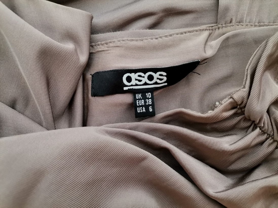 ASOS Rozmiar 10 (38) Kolor Beżowy Na Jedno Ramię Sukienka Bodycon Bezrękawnik Do Kolan Materiał Wiskoza ASOS Rozmiar 10 (38) Kolor Beżowy Na Jedno Ramię Sukienka Bodycon Bezrękawnik Do Kolan Materiał Wiskoza