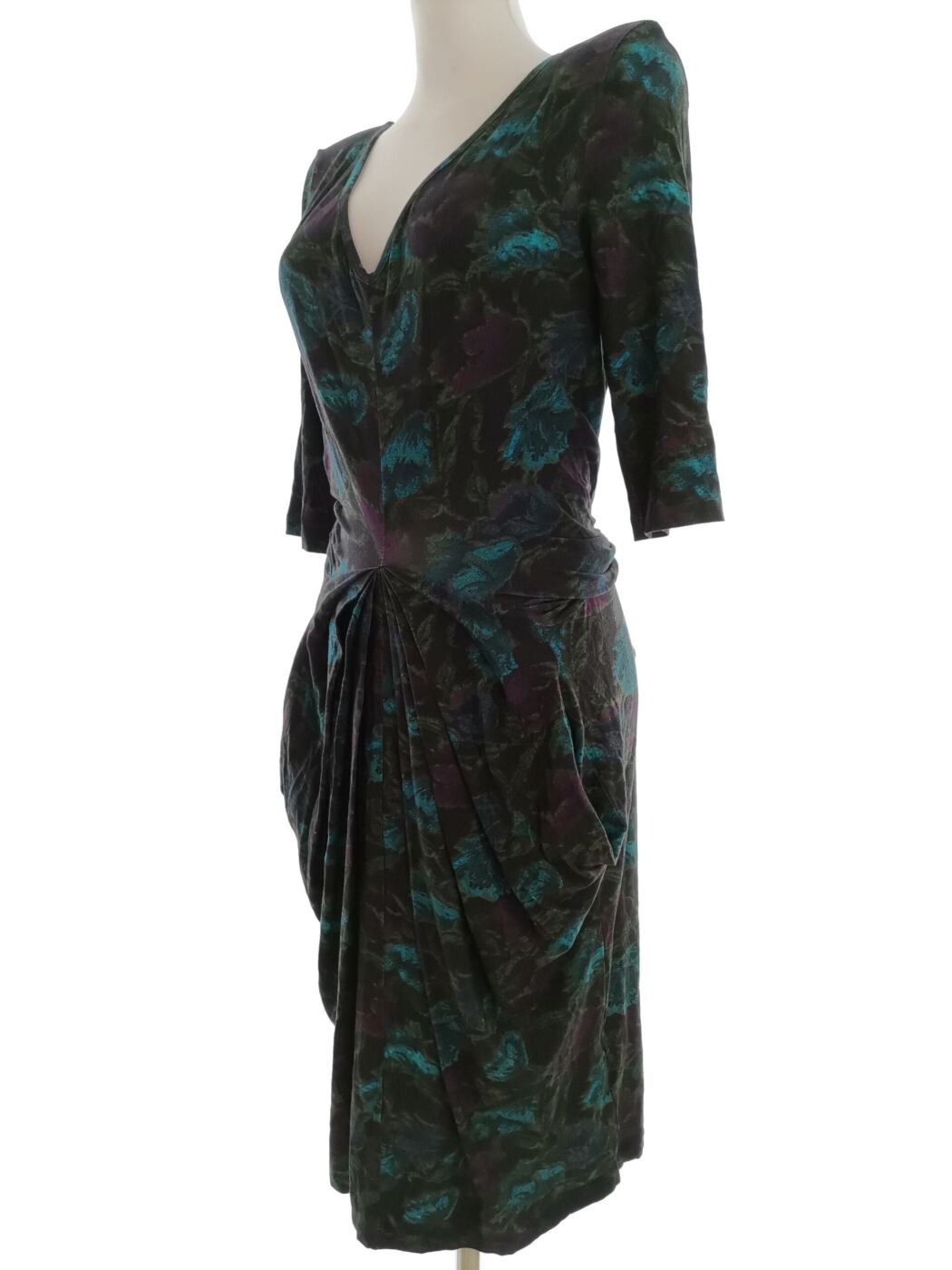 Helen McAlinden Rozmiar S Kolor Niebieski W serek Sukienka Sheath Rękaw 3/4 Midi Helen McAlinden Rozmiar S Kolor Niebieski W serek Sukienka Sheath Rękaw 3/4 Midi