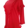 Savida Rozmiar M Kolor Czerwony Crew Neck Bluzka Rękaw 3/4 Materiał Wiskoza
