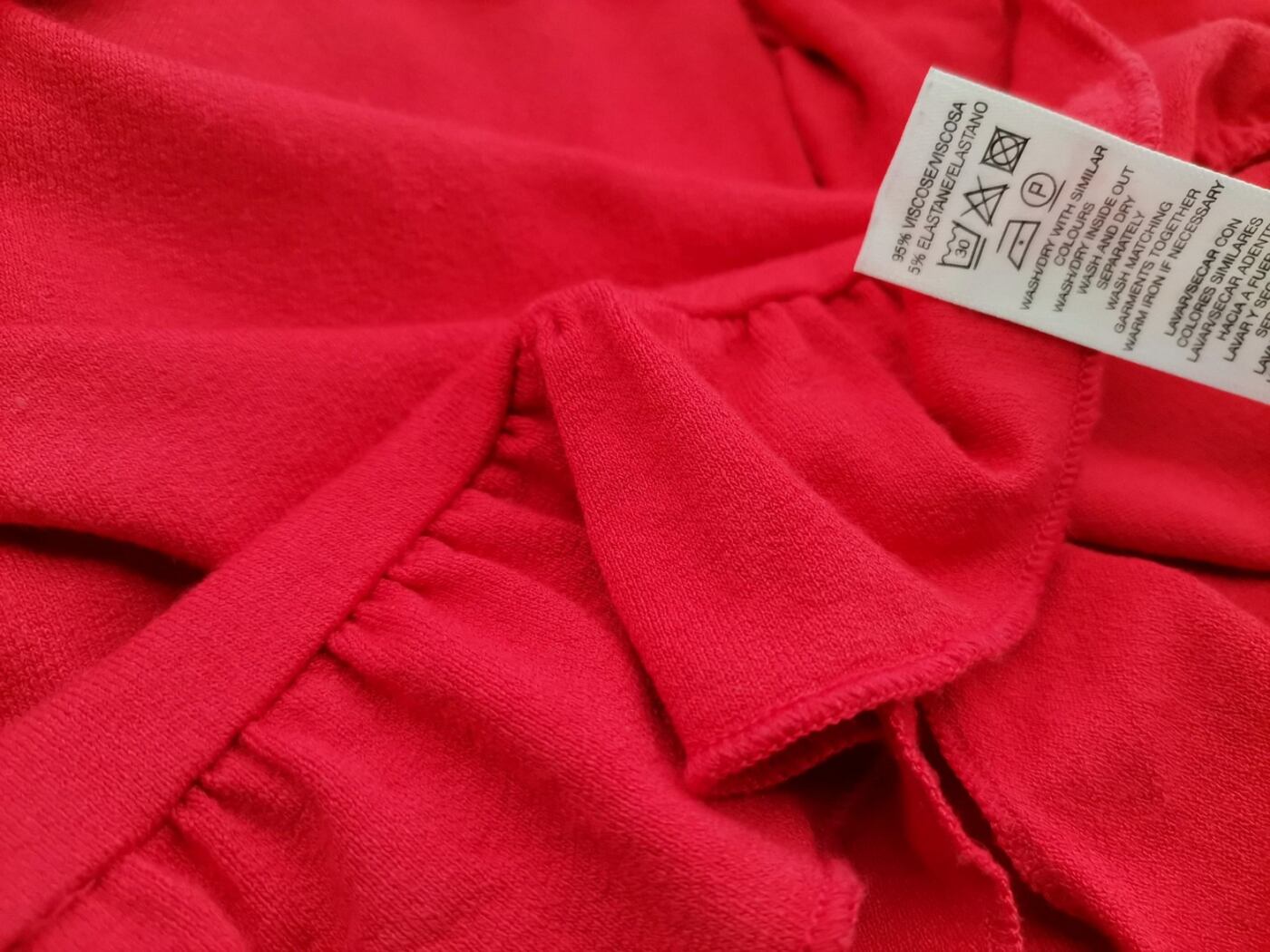 Savida Rozmiar M Kolor Czerwony Crew Neck Bluzka Rękaw 3/4 Materiał Wiskoza