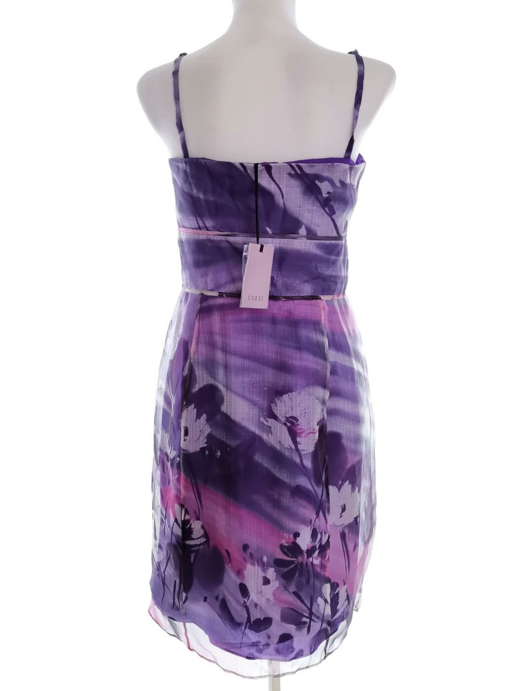Coast Rozmiar 12 (40) Kolor Fioletowy Odkryte Ramiona Sukienka Sheath Bezrękawnik Do Kolan Materiał Jedwab 100% Coast Rozmiar 12 (40) Kolor Fioletowy Odkryte Ramiona Sukienka Sheath Bezrękawnik Do Kolan Materiał Jedwab 100%