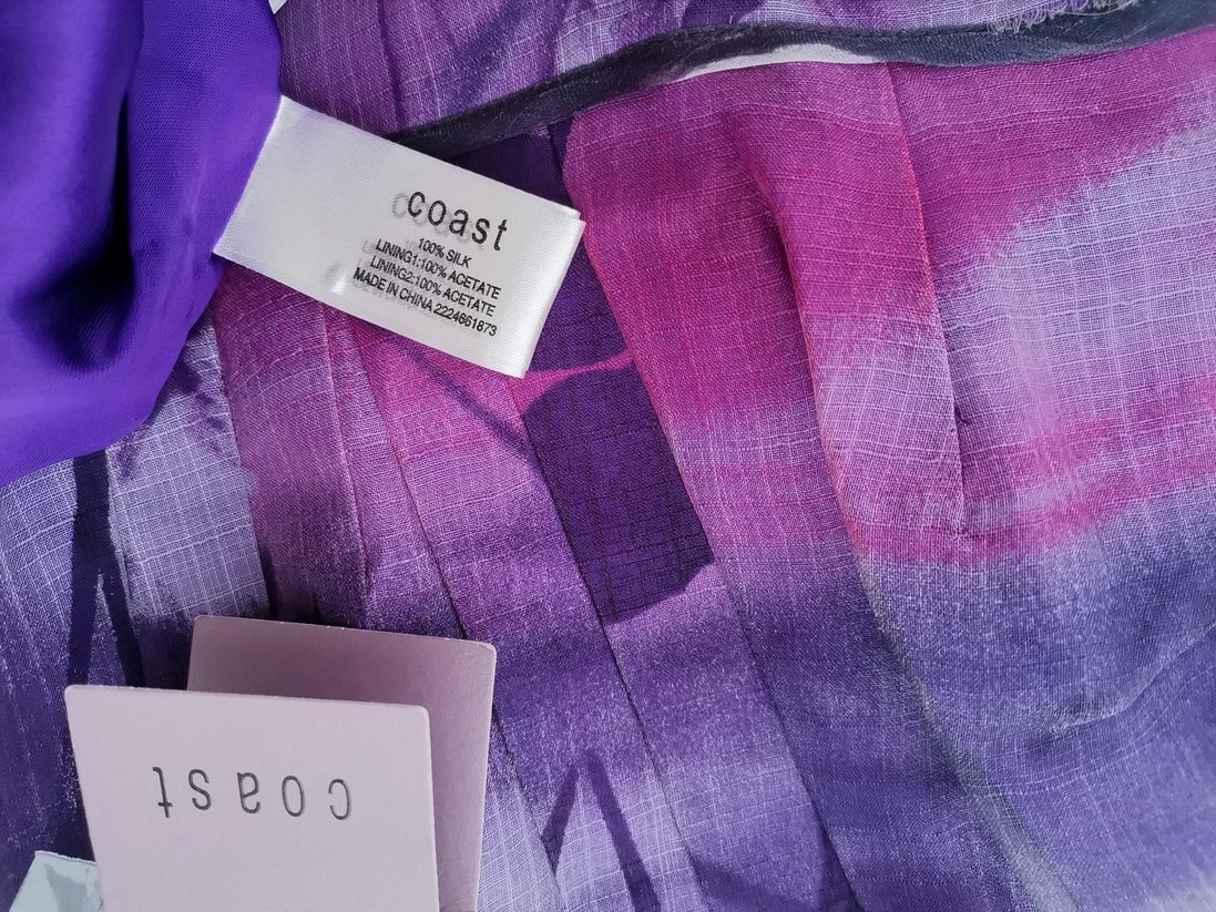 Coast Rozmiar 12 (40) Kolor Fioletowy Odkryte Ramiona Sukienka Sheath Bezrękawnik Do Kolan Materiał Jedwab 100% Coast Rozmiar 12 (40) Kolor Fioletowy Odkryte Ramiona Sukienka Sheath Bezrękawnik Do Kolan Materiał Jedwab 100%