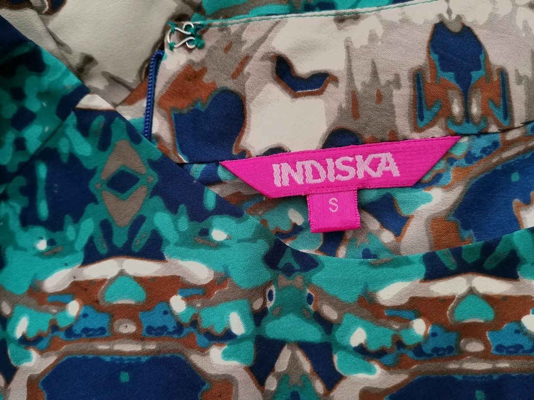 Indiska Rozmiar S Kolor Niebieski Okrągły dekolt Sukienka Prostokątna Krótki rękaw Do Kolan Indiska Rozmiar S Kolor Niebieski Okrągły dekolt Sukienka Prostokątna Krótki rękaw Do Kolan