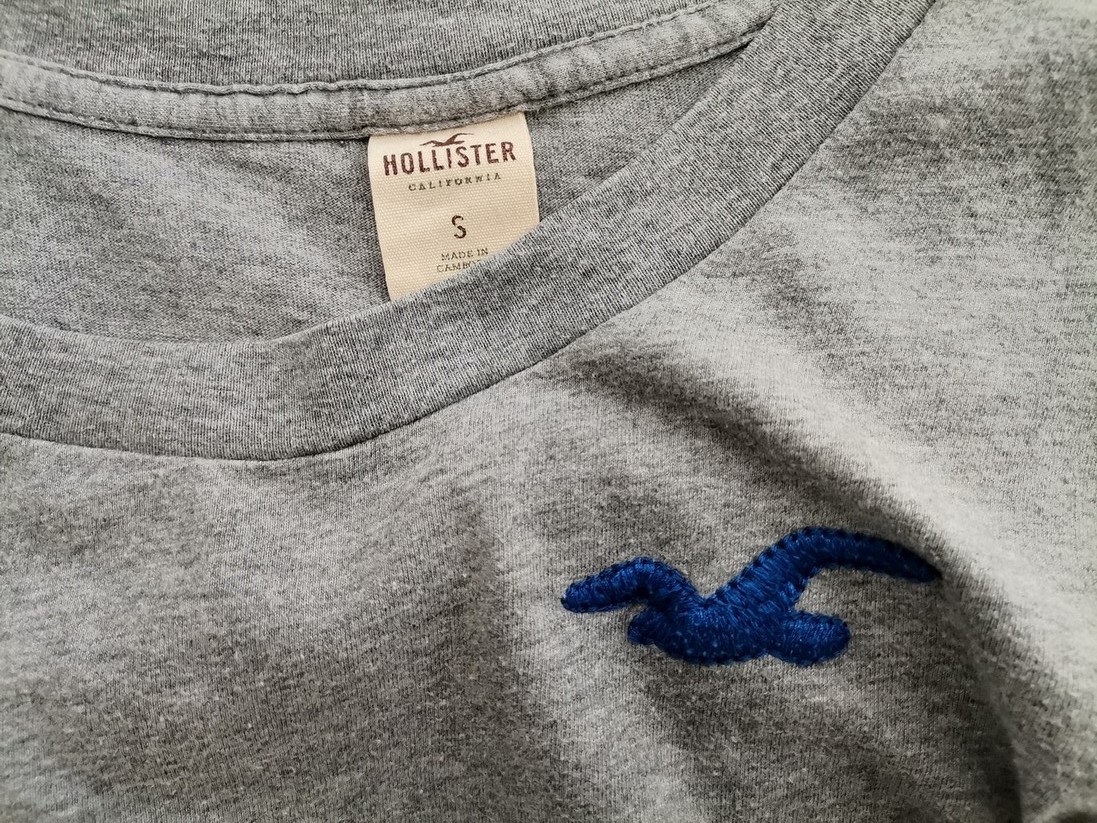 Hollister Rozmiar S Kolor Szary Crew Neck Bluzka Długi rękaw Materiał Bawełna 100%