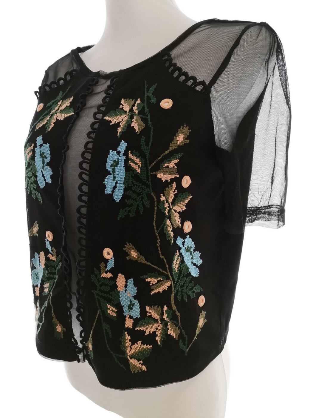 River island Rozmiar 8 (34) Kolor Czarny Okrągły dekolt Bluzka Krótki rękaw