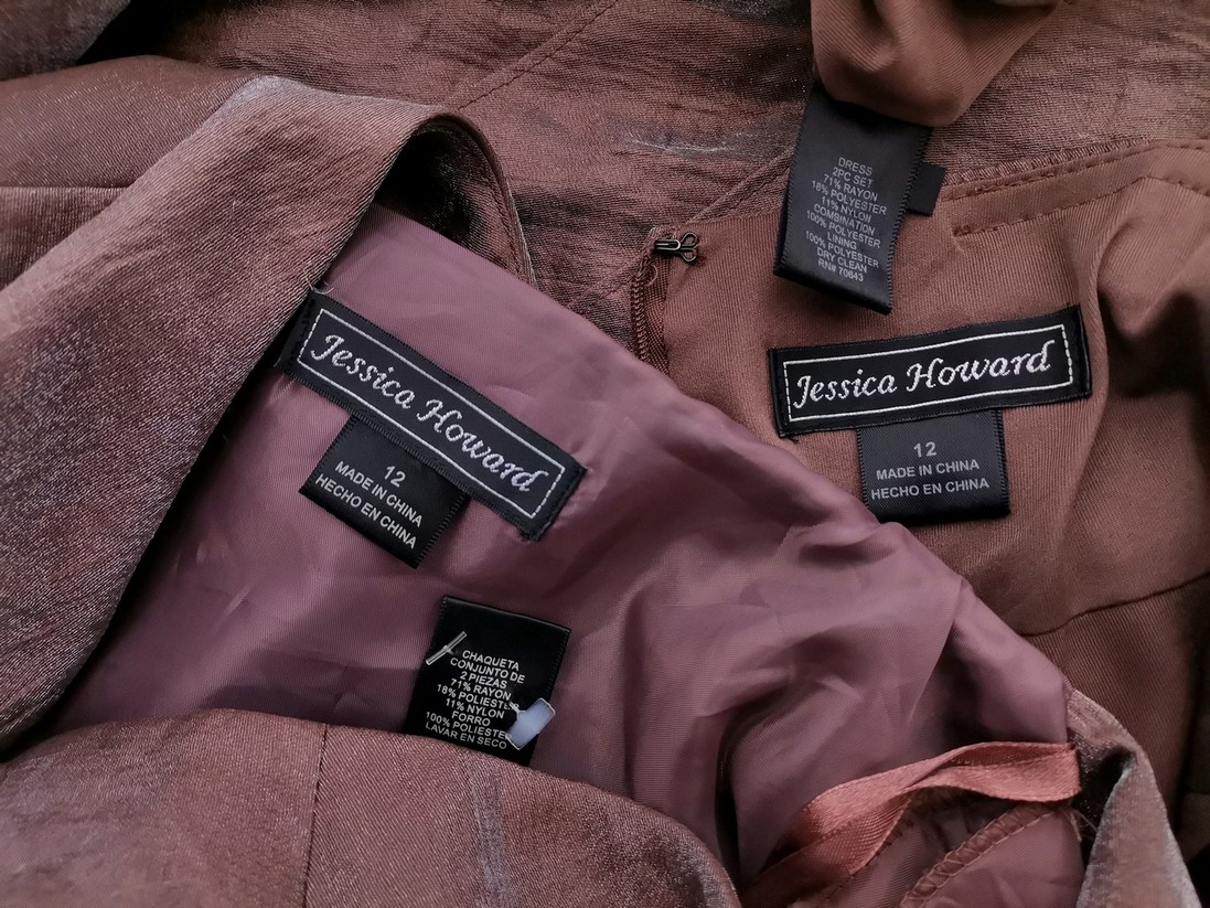 Jessica Howard Rozmiar 12 (40) Kolor Beżowy Kwadratowy dekolt Sukienka Marynarka Długi rękaw Midi Materiał Rayon Jessica Howard Rozmiar 12 (40) Kolor Beżowy Kwadratowy dekolt Sukienka Marynarka Długi rękaw Midi Materiał Rayon