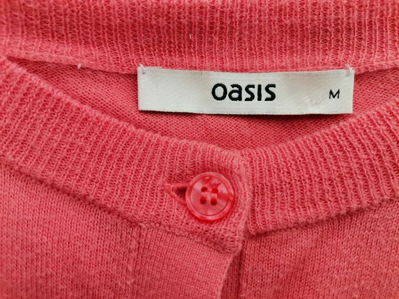 IMG_20210830_132257.jpg Oasis Rozmiar M Kolor Pomarańczowy Okrągły dekolt Kardigan Zapinany Długi rękaw Materiał Bawełna 100% Cienka dzianina