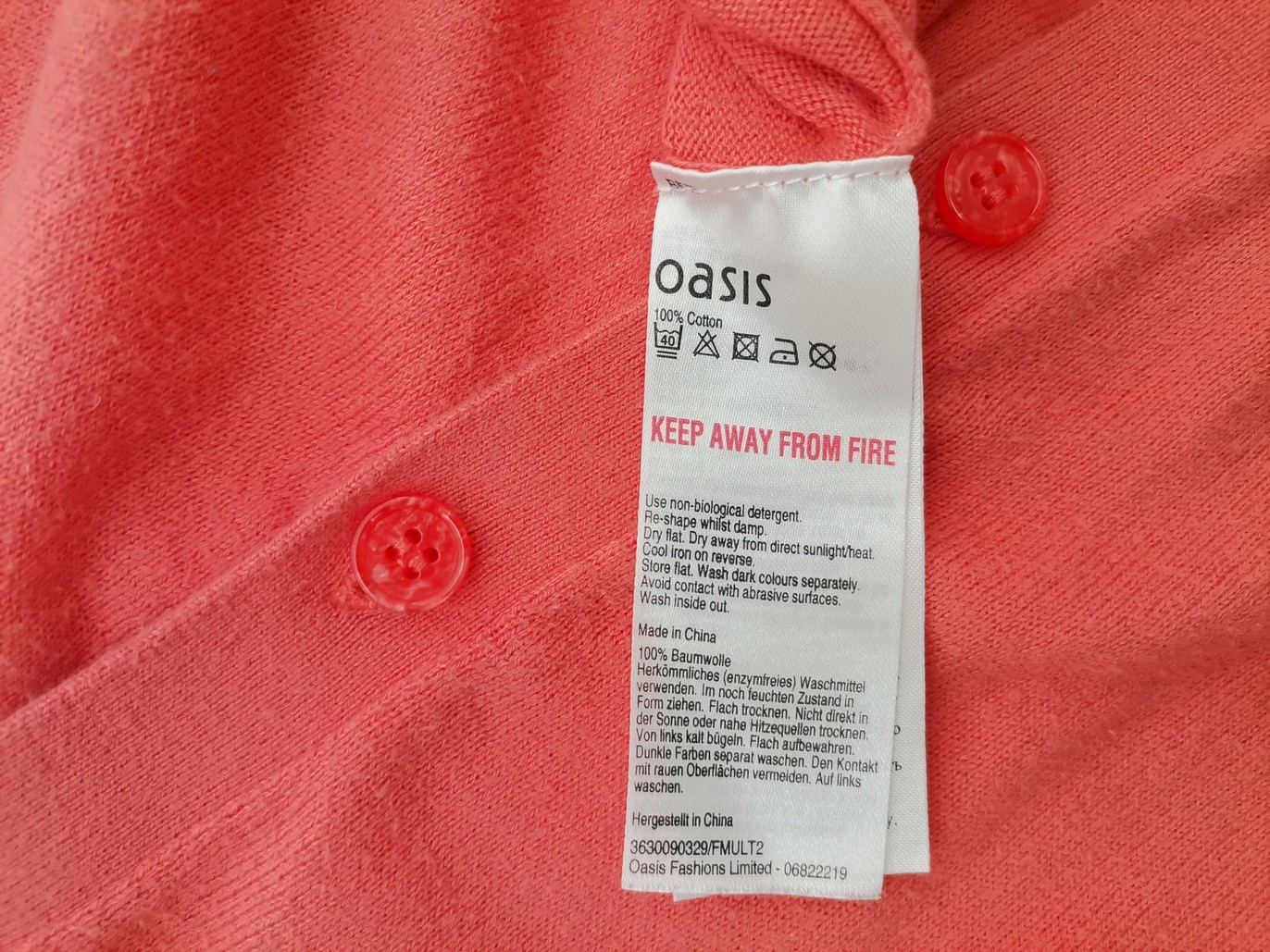 IMG_20210830_132305.jpg Oasis Rozmiar M Kolor Pomarańczowy Okrągły dekolt Kardigan Zapinany Długi rękaw Materiał Bawełna 100% Cienka dzianina