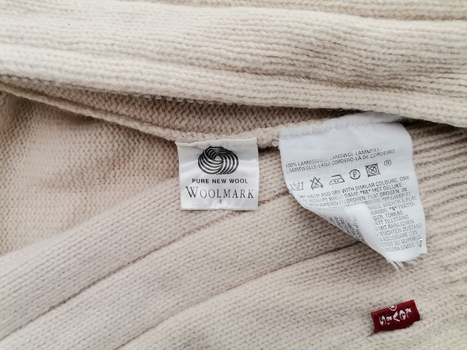 Levis Rozmiar L Kolor Beżowy Pasy Męski Sweter Rozpinany Długi rękaw Materiał Wełna Jagnięca 100%