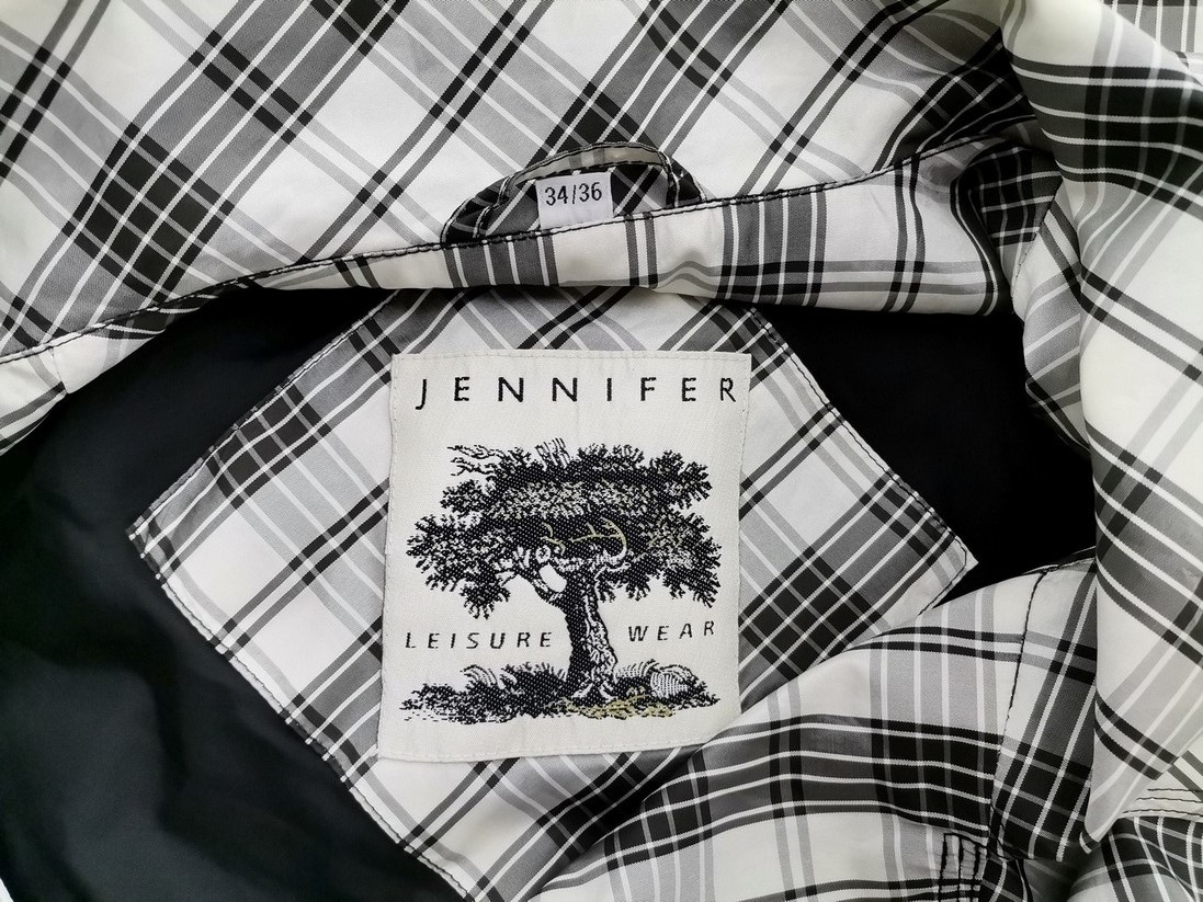 Jennifer Leisure Wear Rozmiar 34/36 Kolor Czarny Krata Płaszcz Długi rękaw