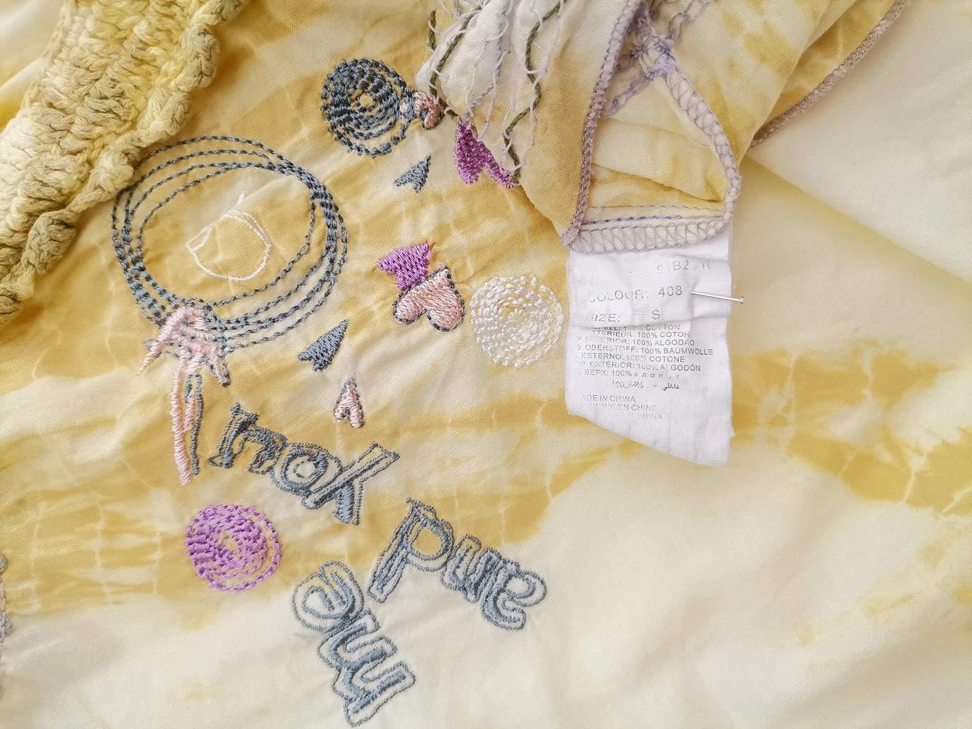 Paradis London Rozmiar S Kolor Żółty Keyhole Crew Neck Bluzka Krótki rękaw Materiał Bawełna 100%