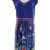 Isolde Rozmiar 42/44 Kolor Niebieski W serek Sukienka Sheath Krótki rękaw Midi