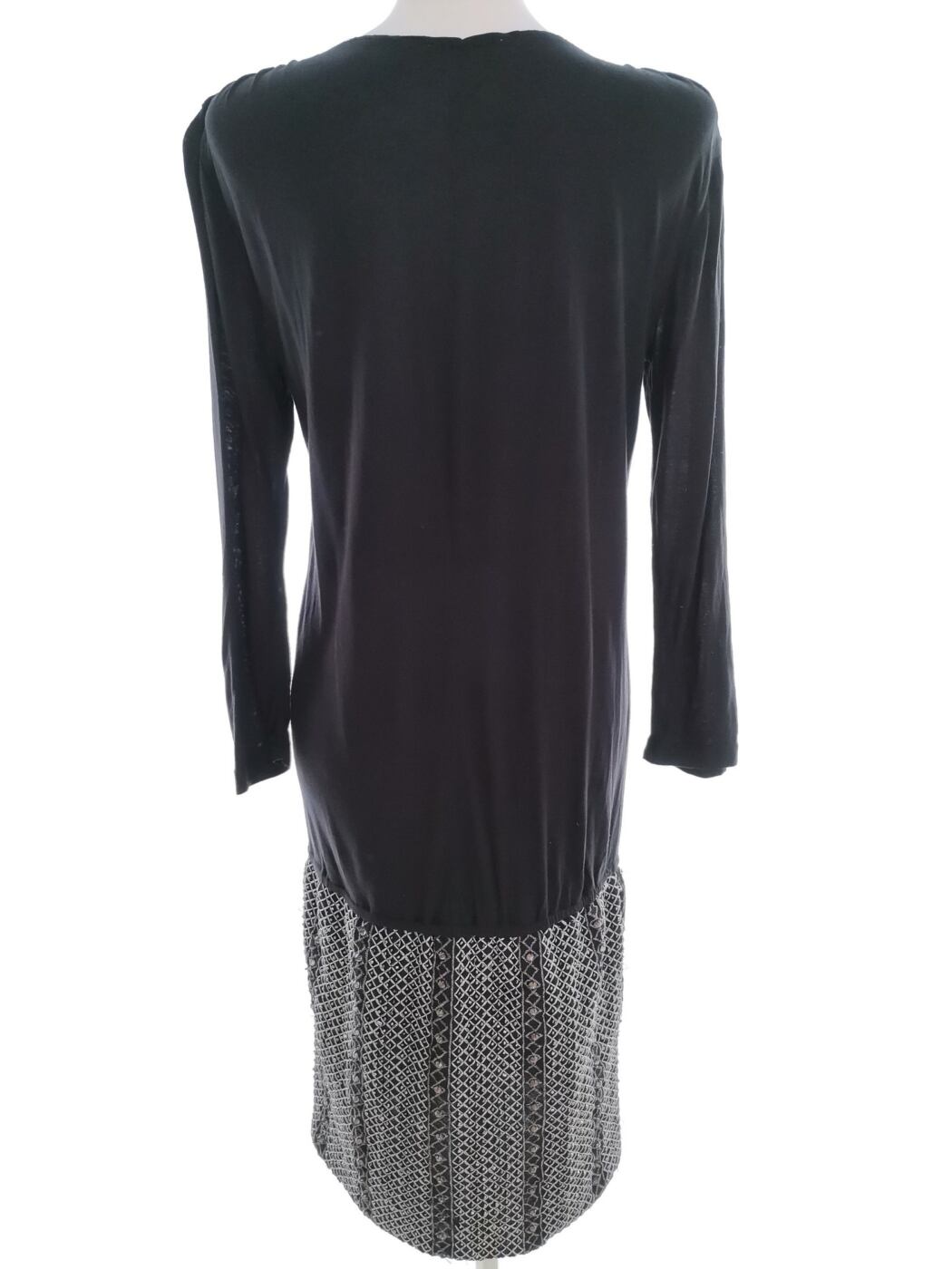 Softgrey La redoute Rozmiar 32/34 Kolor Czarny Okrągły dekolt Sukienka A-Line Długi rękaw Midi Materiał Wiskoza 100%