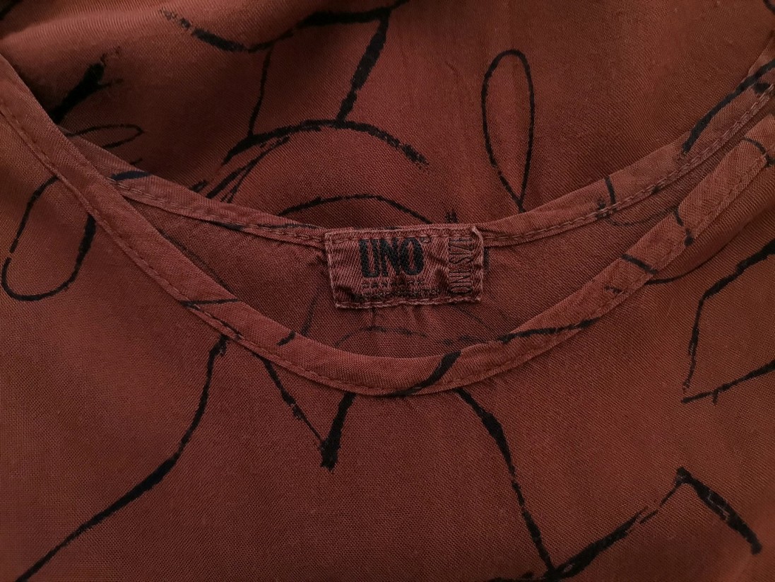 Uno Rozmiar ONE SIZE (42/44) Kolor Brązowy Okrągły dekolt Sukienka Prostokątna Bezrękawnik Midi Materiał Wiskoza 100%