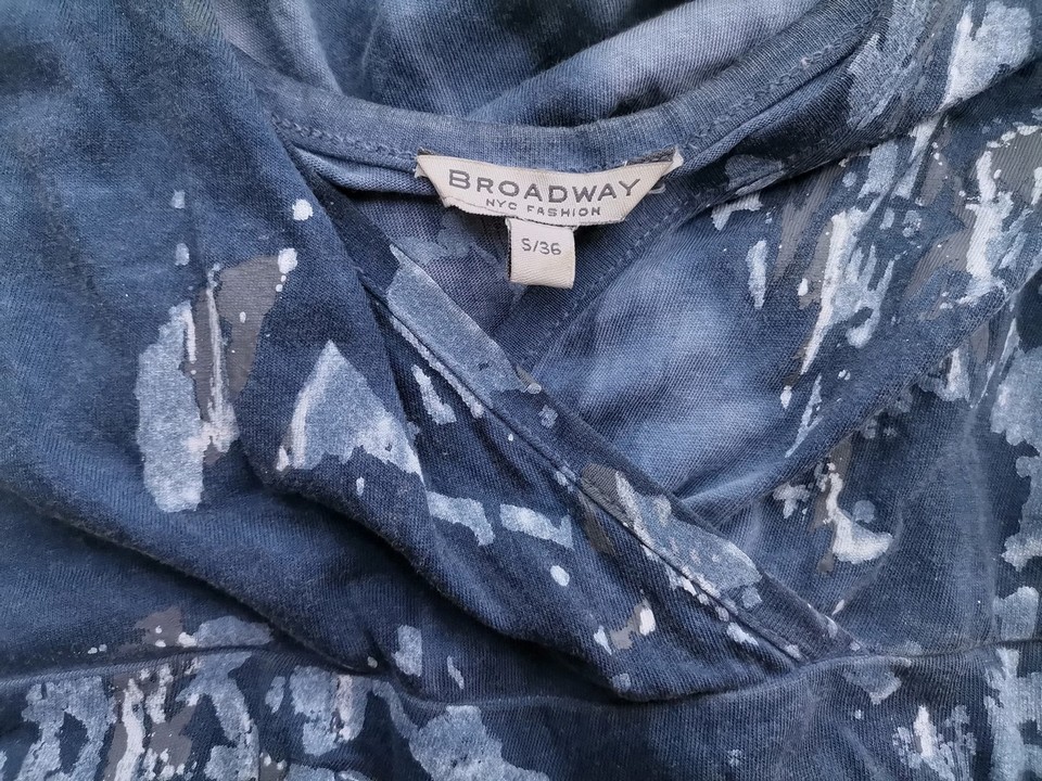BROADWAY NYC FASHION Rozmiar S (36) Kolor Niebieski W serek Sukienka Sheath Bezrękawnik Midi Materiał Bawełna 100%