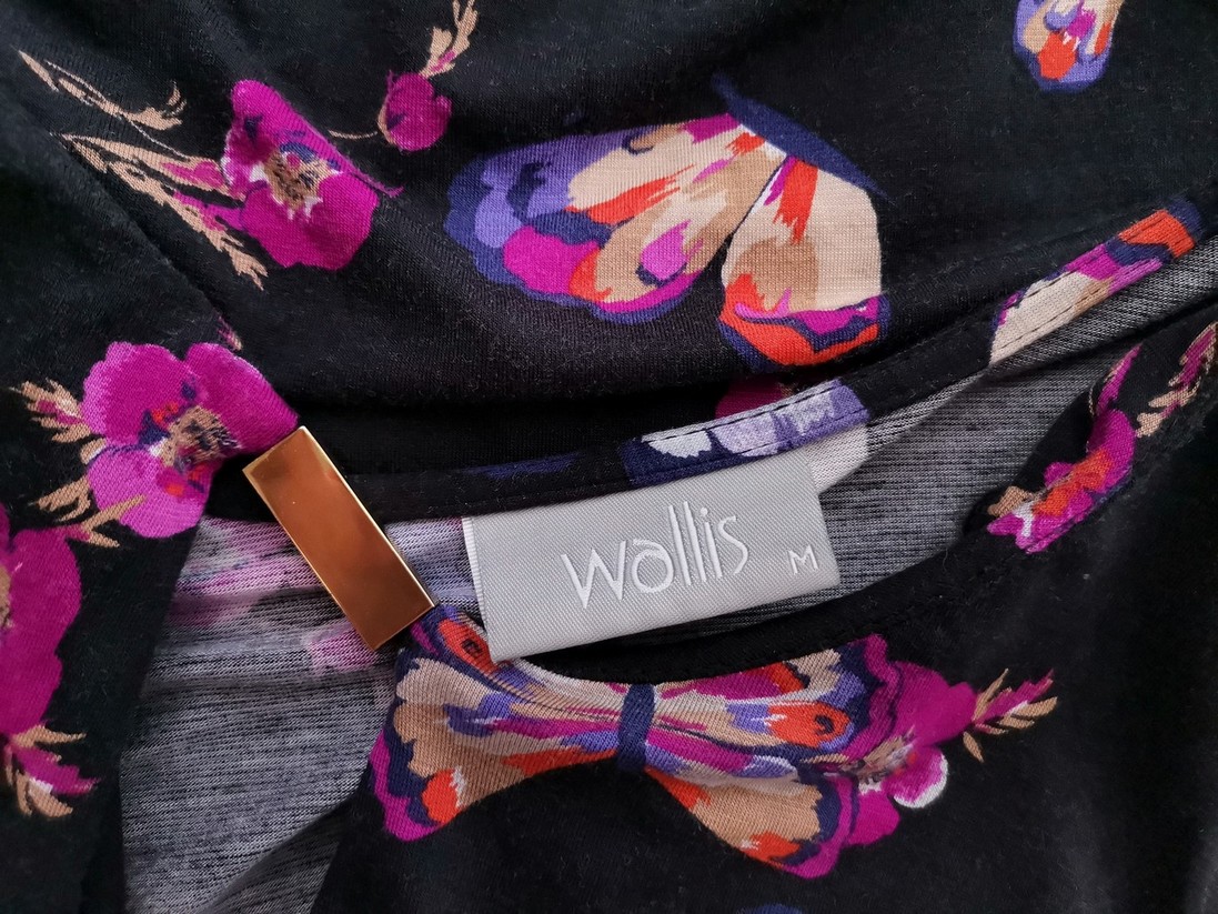 Wallis Rozmiar M Kolor Czarny Okrągły dekolt Sukienka Prostokątna Rękaw 3/4 Do Kolan Materiał Wiskoza Wallis Rozmiar M Kolor Czarny Okrągły dekolt Sukienka Prostokątna Rękaw 3/4 Do Kolan Materiał Wiskoza