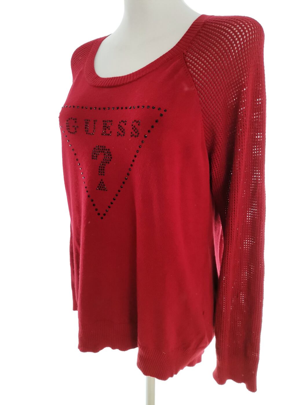 Guess Rozmiar XL Kolor Czerwony Okrągły dekolt Bluzka Długi rękaw Materiał Rayon