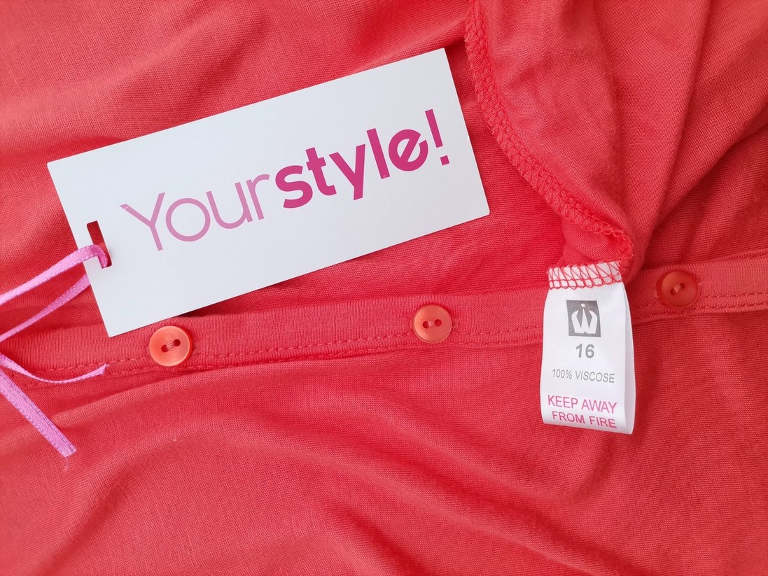 Your Style! Rozmiar 16 (42) Kolor Pomarańczowy W serek Tunika Zapinana Bluzka Długi rękaw Materiał Wiskoza 100%