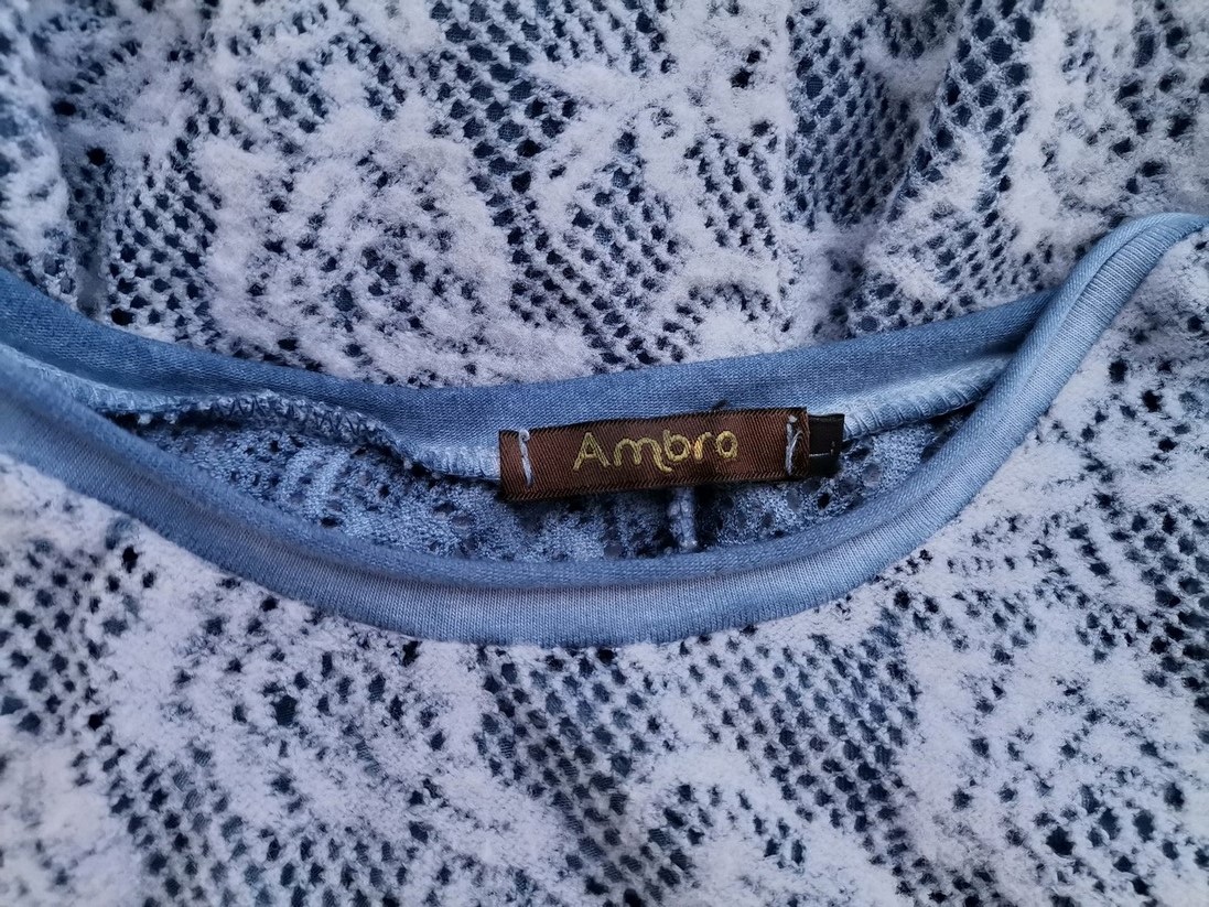 Ambra Made in Italy Rozmiar L Kolor Niebieski Dekolt U Sukienka A-Line Krótki rękaw Midi Materiał Wiskoza