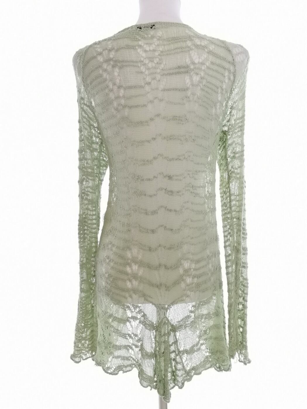 IMG_20210906_130844.jpg Vila Rozmiar S Kolor Zielony W serek Długi Otwarty Kardigan Długi rękaw Materiał Rayon Cienka dzianina
