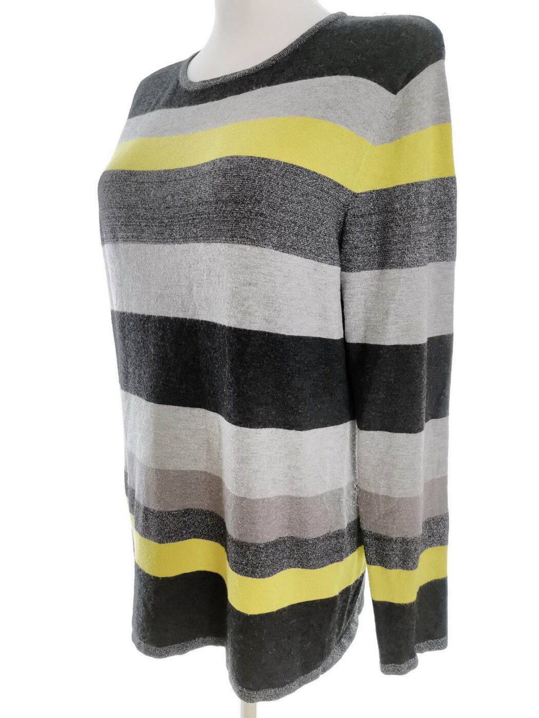 Gerry weber Rozmiar 38/40 Kolor Szary Pasy Crew Neck Bluzka z dzianiny Długi rękaw